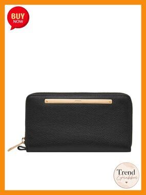 LiteHide Leather Zip Around Clutch Wallet with Wristlet Strap